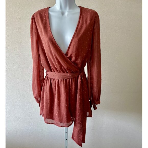 Lulus Pants - Lulus Romper Small Surplice Wrap Tie Waist Back Cutout Boho Cottagecore Coquette